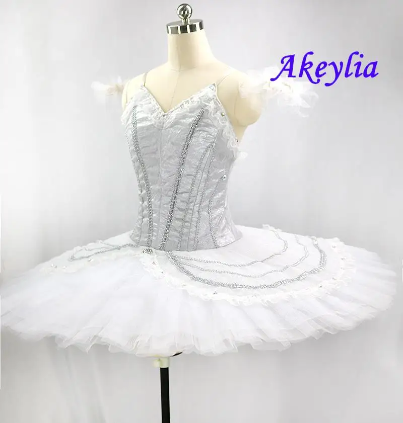 Cinderella Ballet Tutu Costume white silver YAGP classical fairy Doll Ballet pancake tutu professional Double row hook JN9218