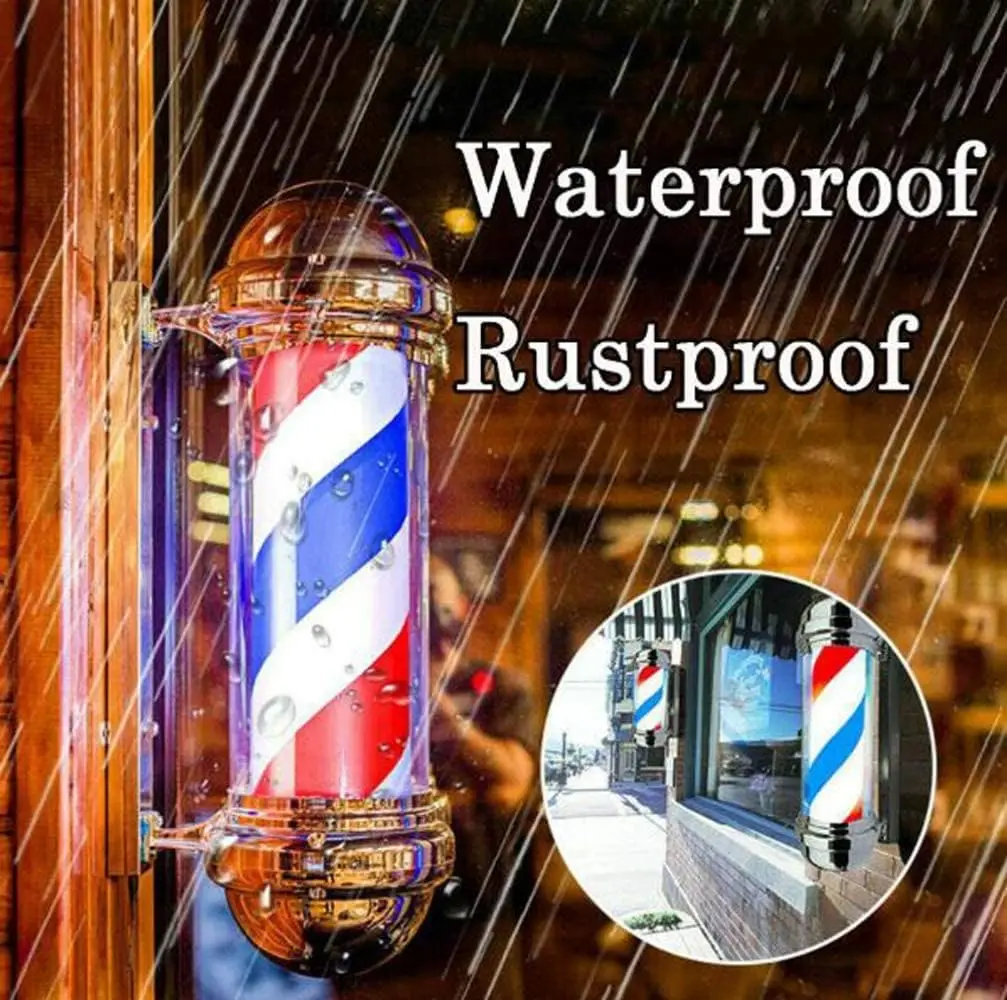 Barber Shop Pole Light Rotating Waterproof Hair Salon Shop Sign Light Stripes with Hanging Bracket LED Light Salon Save Energy