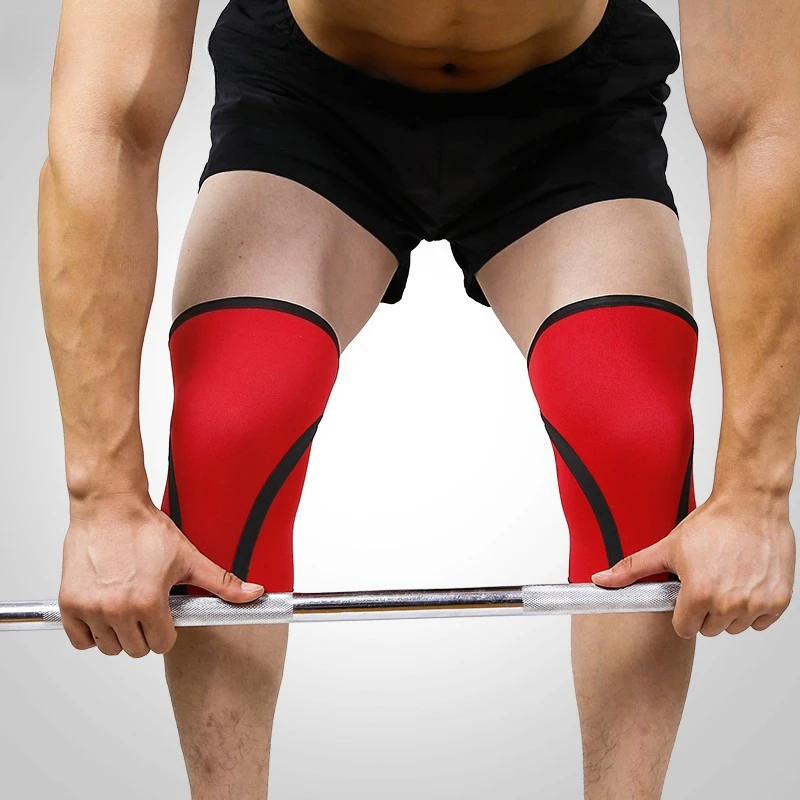 Red Thickened Neoprene Sports Fitness Weightlifting Squat Knee Pads Outdoor Wholesale 7mm