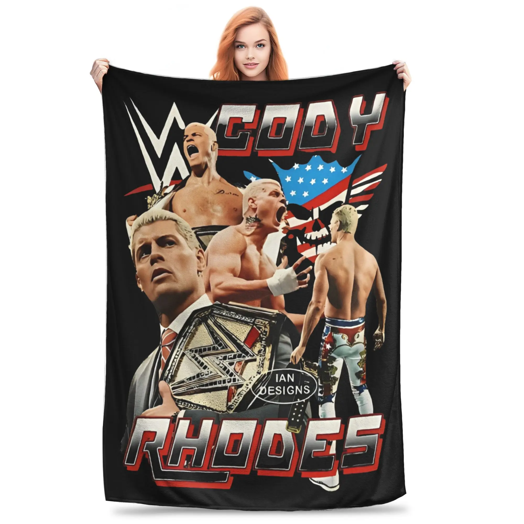 

Cody Rhodes Vintage Knitted Blankets Fuzzy Throw Blanket Airplane Travel Personalised Lightweight Bedsprea,