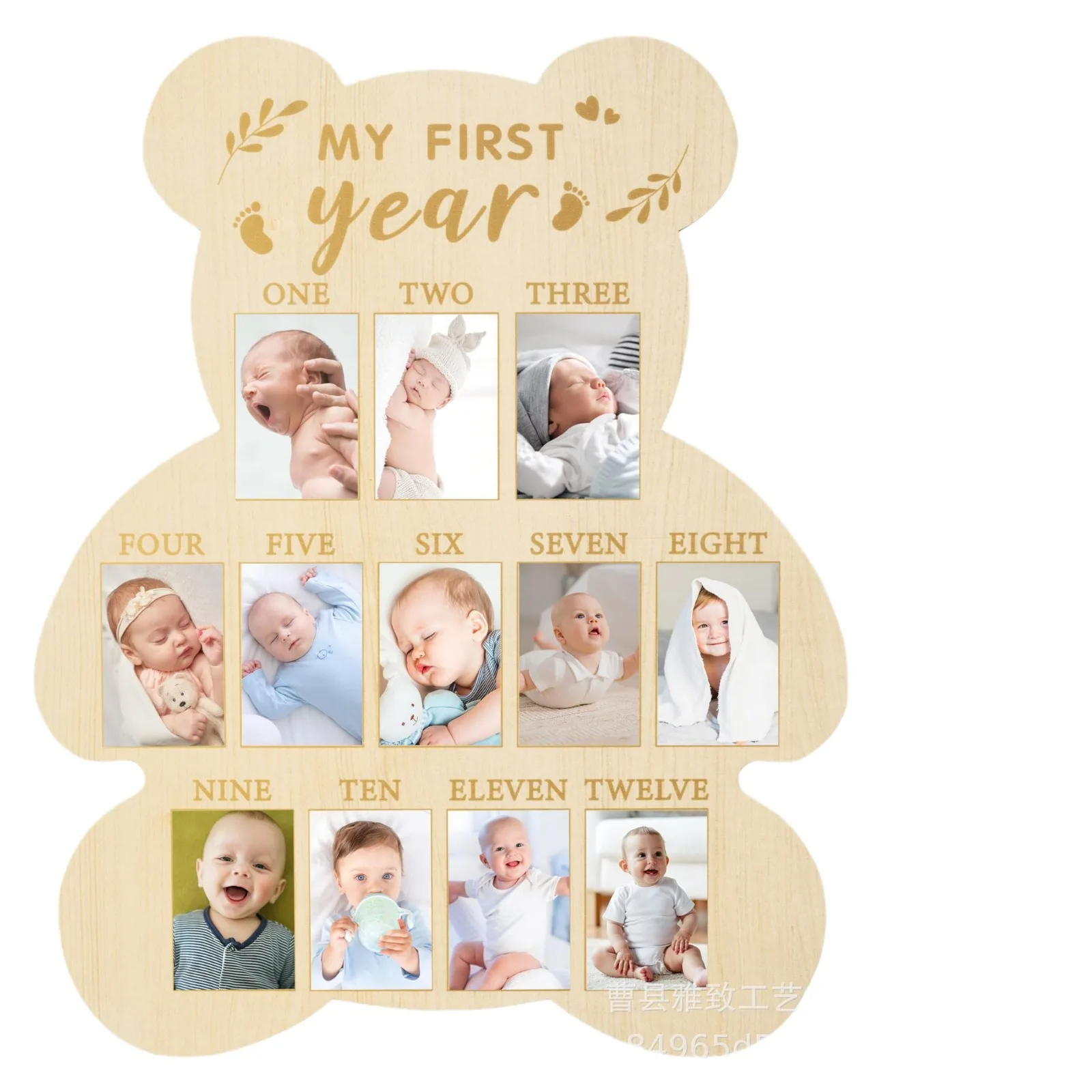 

One Year Baby Birthday Photo Frame Wooden My First Year Milestone Board 12 Month Picture Display Board 1st Birthday Gift