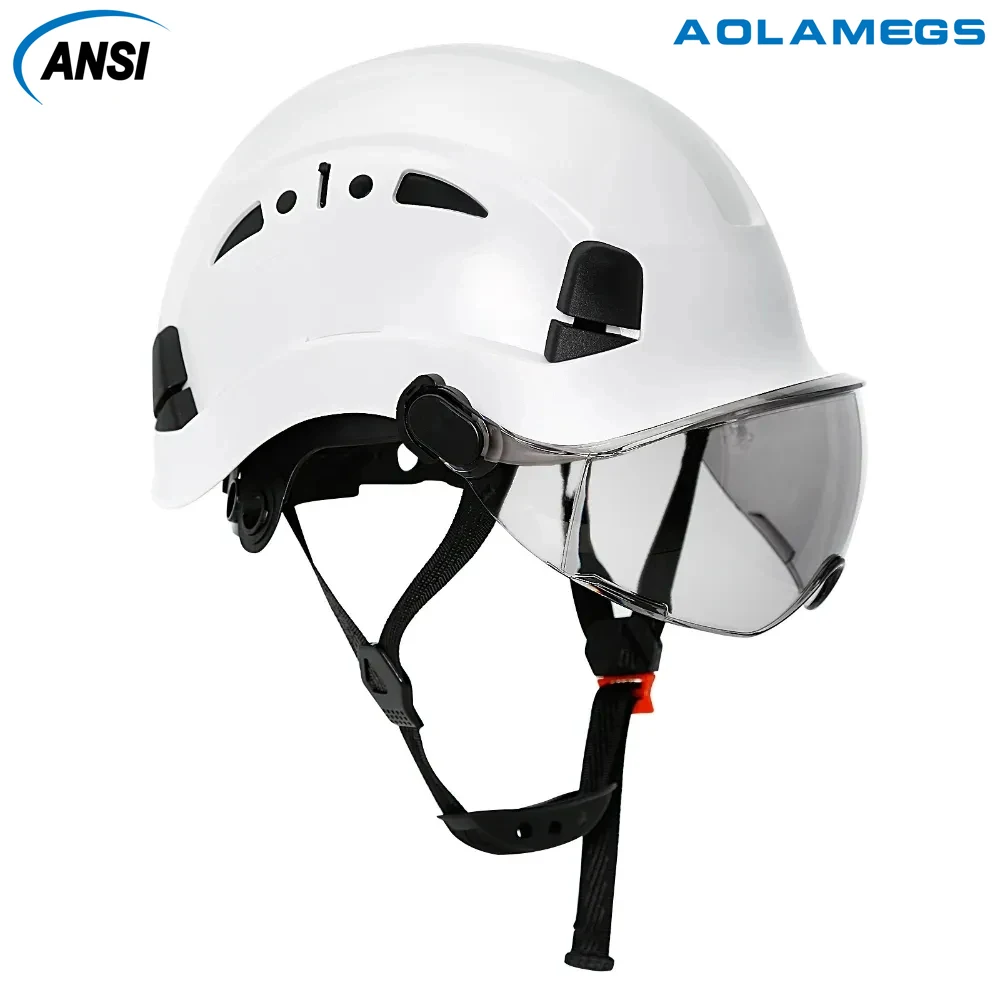 Construction Safety Helmet With Goggles Visor High Quality ABS Hard Hat Light ANSI Industrial Work Head Protection Rescue CR08