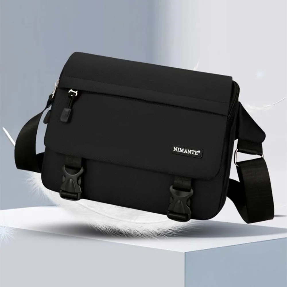 

Waterproof Men Crossbody Bag Phone Pouch Large Capacity Student Shoulder Bag Black with Multiple Pockets Messenger Bag