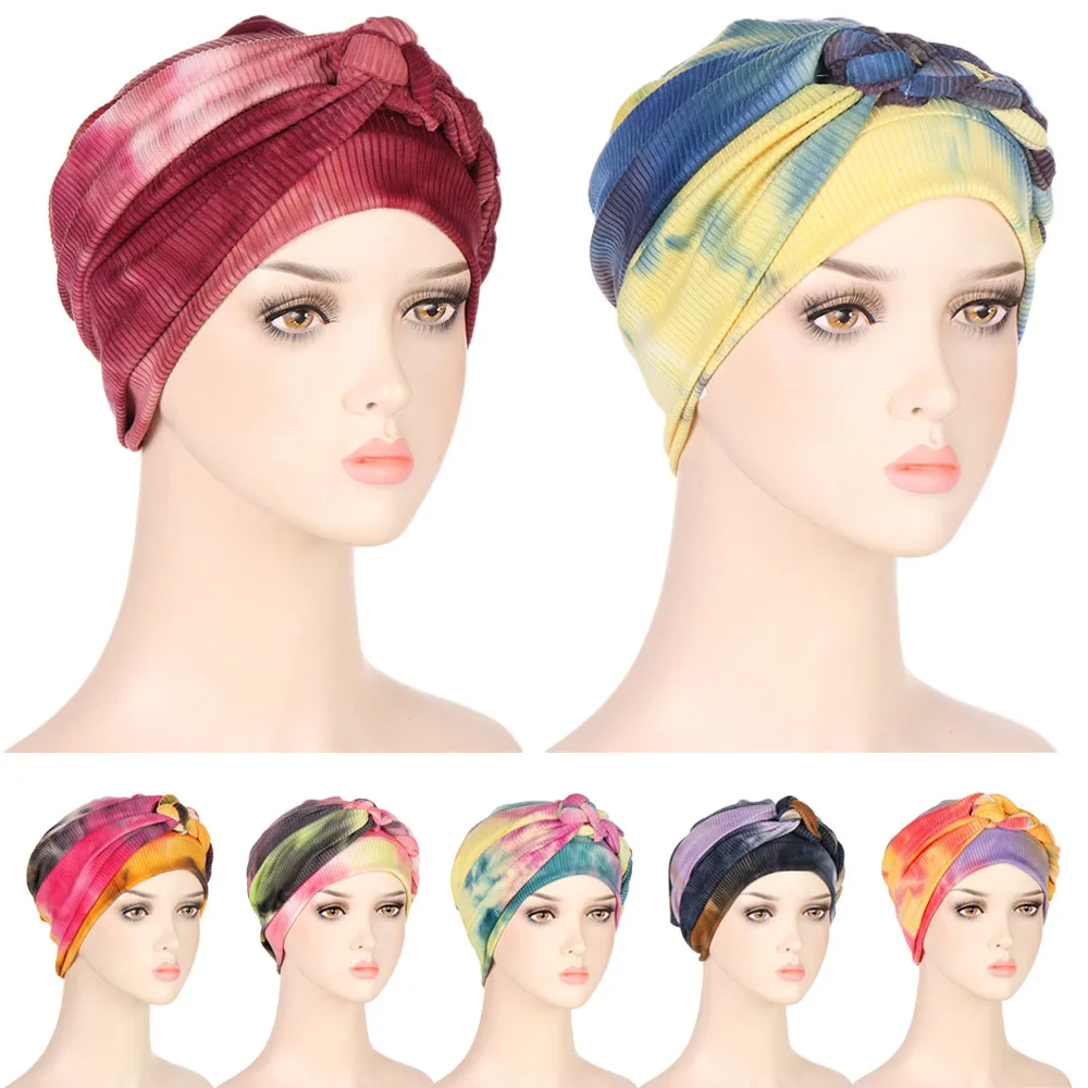 

2024 Trendy Braid Turbans for Women Ruffle Turban Cap Muslim Hijab Headwear Bonnet Chemo Hat Ladies Hair Accessories India Cap