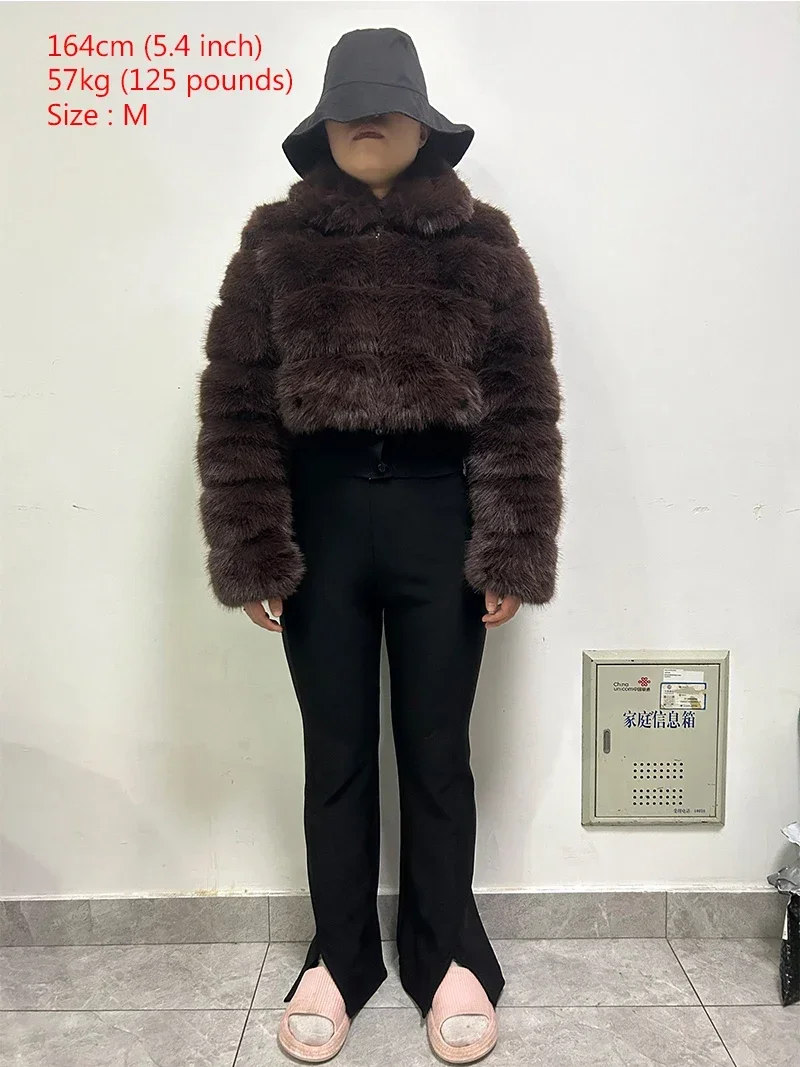 New High Quality Furry  Faux Fur Coats Fashion Short Jackets Women Fluffy Top Coat Winter Fur Jacket Long Sleeve Cropped Outwear