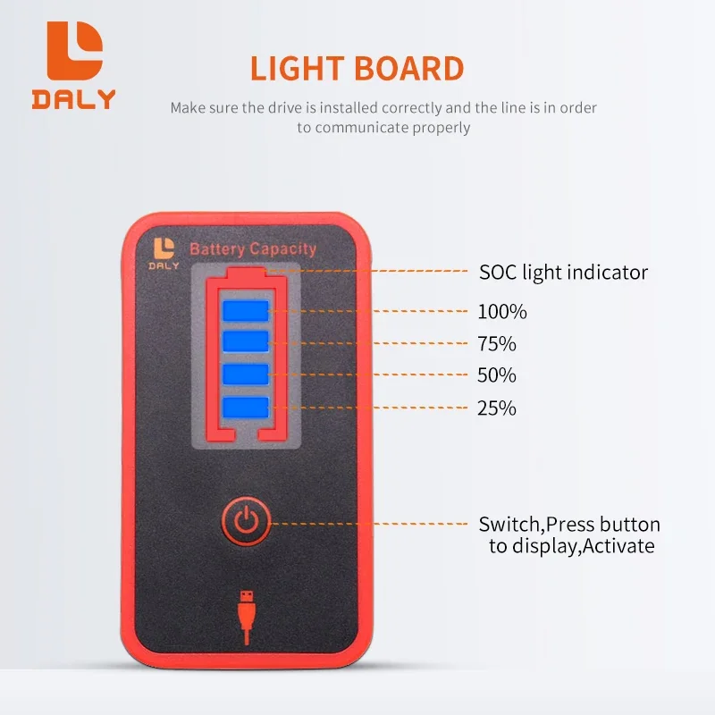 Daly Smart BMS Lifepo4 Li-ion Accessories 3s-24s 30A-500A 4s 8s 16s Touch Control Screen LCD Display And BT CAN BUS Light Board