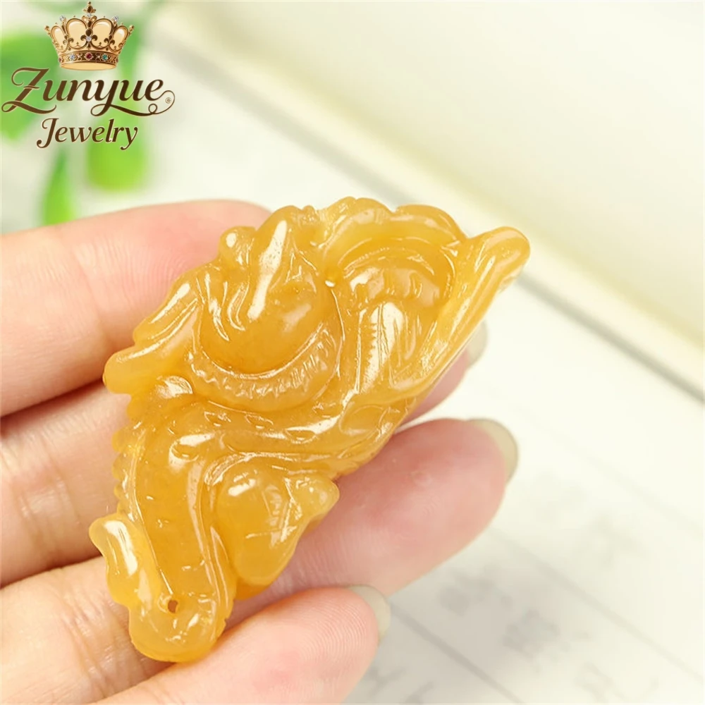 Gelber Drache Jade Dreidimensionaler Sternzeichen-Drachen-Anhänger Luxus-Qualitätsschmuck Modeschmuck Exquisite elegante Charms Geschenk