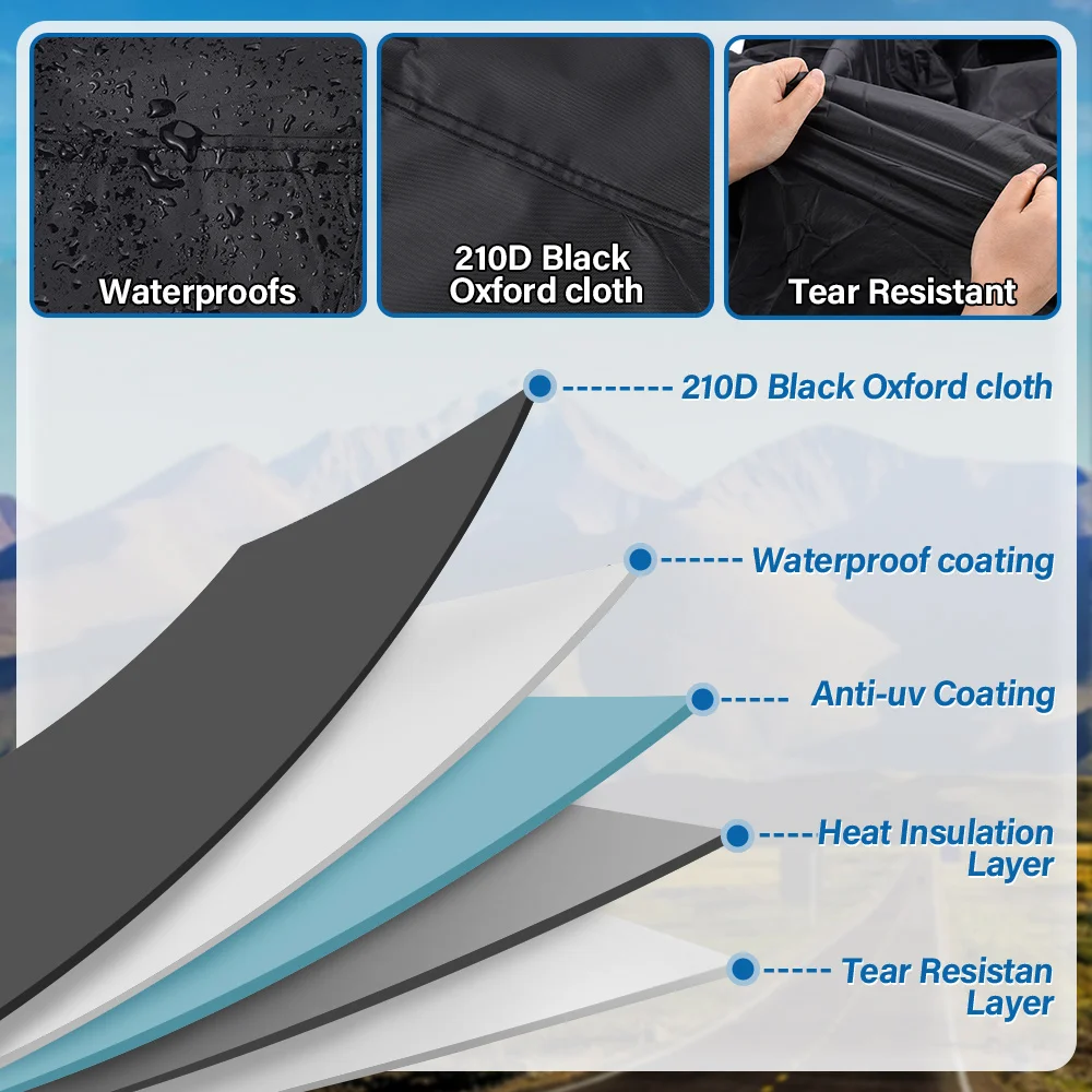 Thick Oxford Motorcycle Waterproof Cover with 3 Reflective Strip Universal Outdoor Protection Dust Motorbike Rain Cover Sunshade