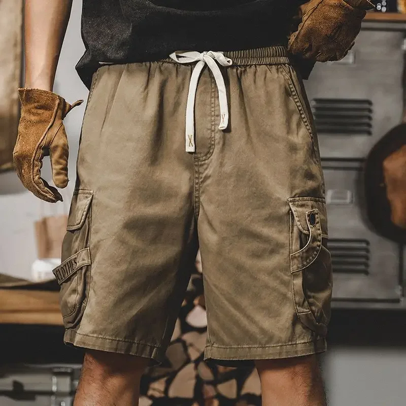 Men's Cargo Shorts with Pockets Solid Khaki Male Short Pants Y2k Japanese Street Style Jorts Designer Beautiful Comfortable