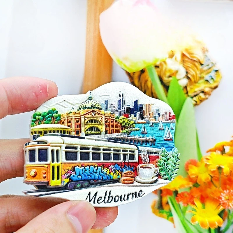 Melbourne Tram Fridge Magnet - Iconic 3D Skyline & Transport Souvenir Unique Australian Urban Gift for Travel & City Decor