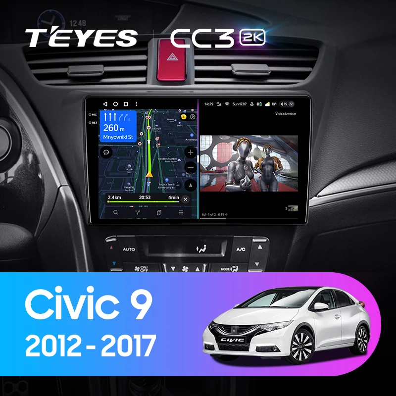 TEYES CC3 2K For Honda Civic 9 FK FB 2012 - 2017 Car Radio Multimedia Video Player Navigation stereo GPS Android 10 No 2din 2 din dvd