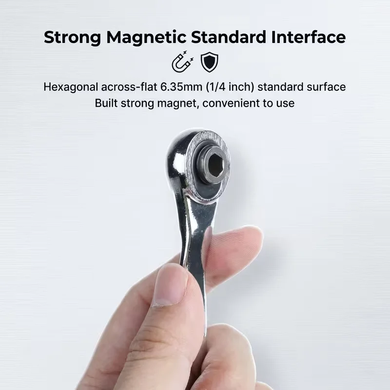 1set Mini Ratchet Wrench 1/4 Drive 72 Teeth Chrome Vanadium Steel Socket Bit Holder For Auto MotorcycleBicycle Repair Hand Tools