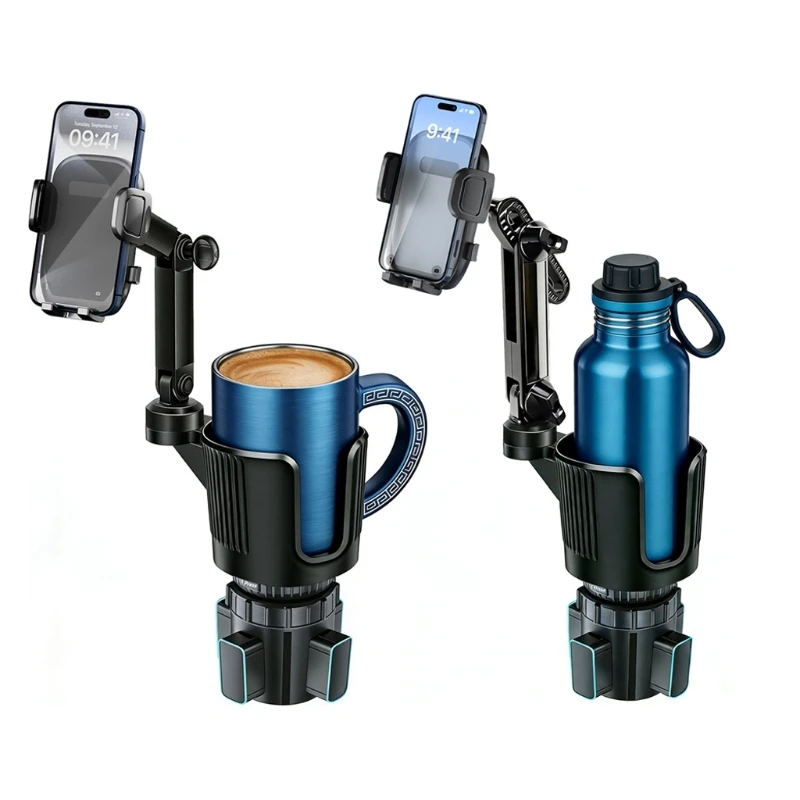 Rotatable Automotive Drink Cup Phone Mount With Strong Clamp Fit Most Car