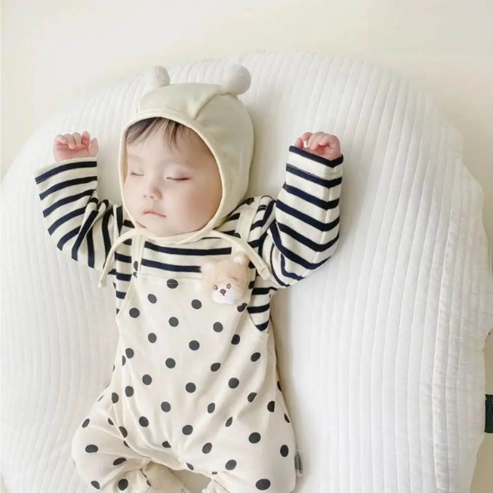 

Thin Windproof Baby Bear Ear Protection Hat Cotton Thickened Pullover Style Newborn Infant Hats No Brim Cartoon Design