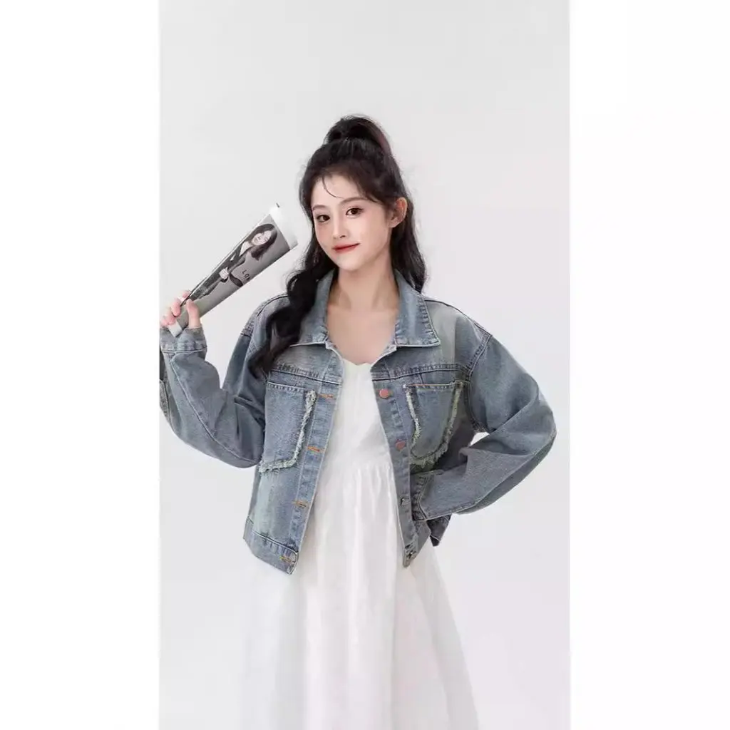 Women's Wind-wool Denim Coat Short Loose Casual Jacket Top Design Sense Niche Spring Autumn Xiaoxiang