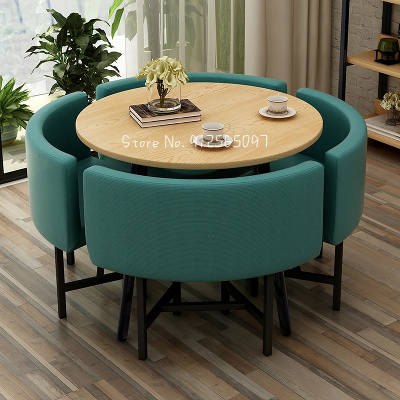 dining table set 4 chairs Office reception seat suits Negotiation table Casual visitor round table visitor office desk chair set