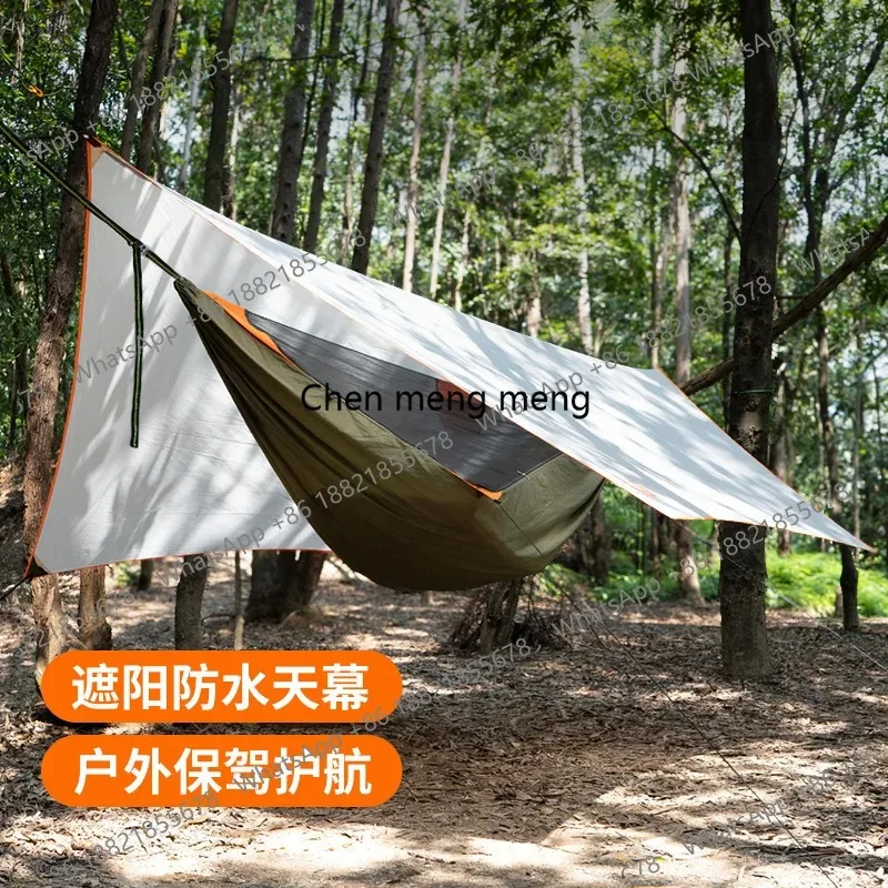 

E136 Outdoor Camping Hammock with Mosquito Net: Extra-Large Ridge Rope + Anti-Rollover, Bushcraft Quick-Open Mosquito-Proof