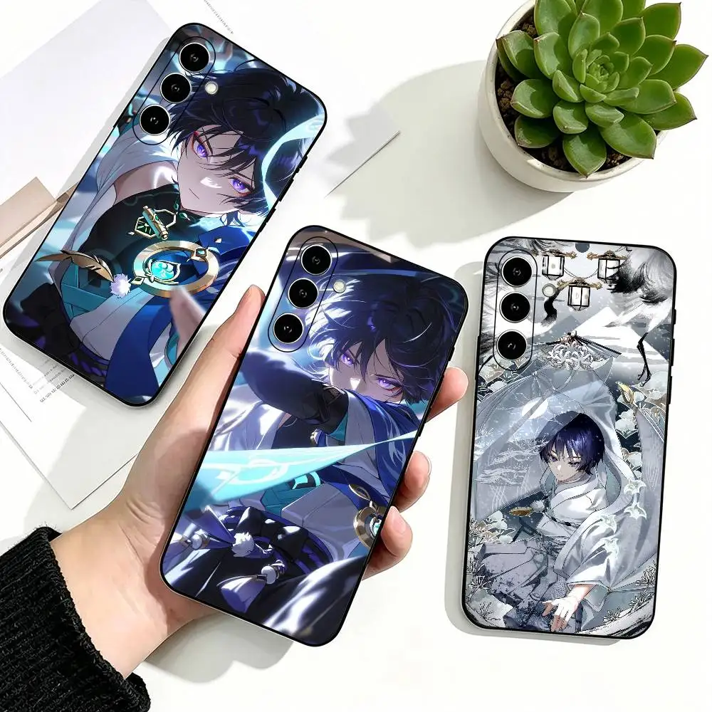 Genshin Impact Game W-Wanderer Phone Case For Samsung Galaxy A73,A72,A71,A70,A53,A52,A51,Soft Silicone Black Cover