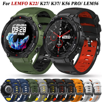 22mm Silicone Watch Compatible With LEMFO K22 K27 K37 C22 LEM56 DM50 Watchbands Breathable For K22 PRO Wristband Bracelet Straps