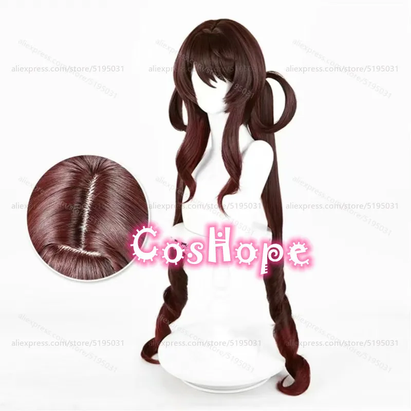 Lantern Rite Hutao Cosplay Wig with Double Ponytails Brown Gradient Wig Heat Resistant Synthetic Wigs for Halloween Costume
