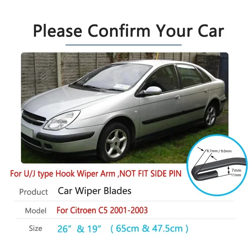 

For Citroen C5 MK1 2001 2002 2003 Front Window Windscreen Windshield Wipers Blades Wsher Car Accessories 26+19 Car Wiper Blade