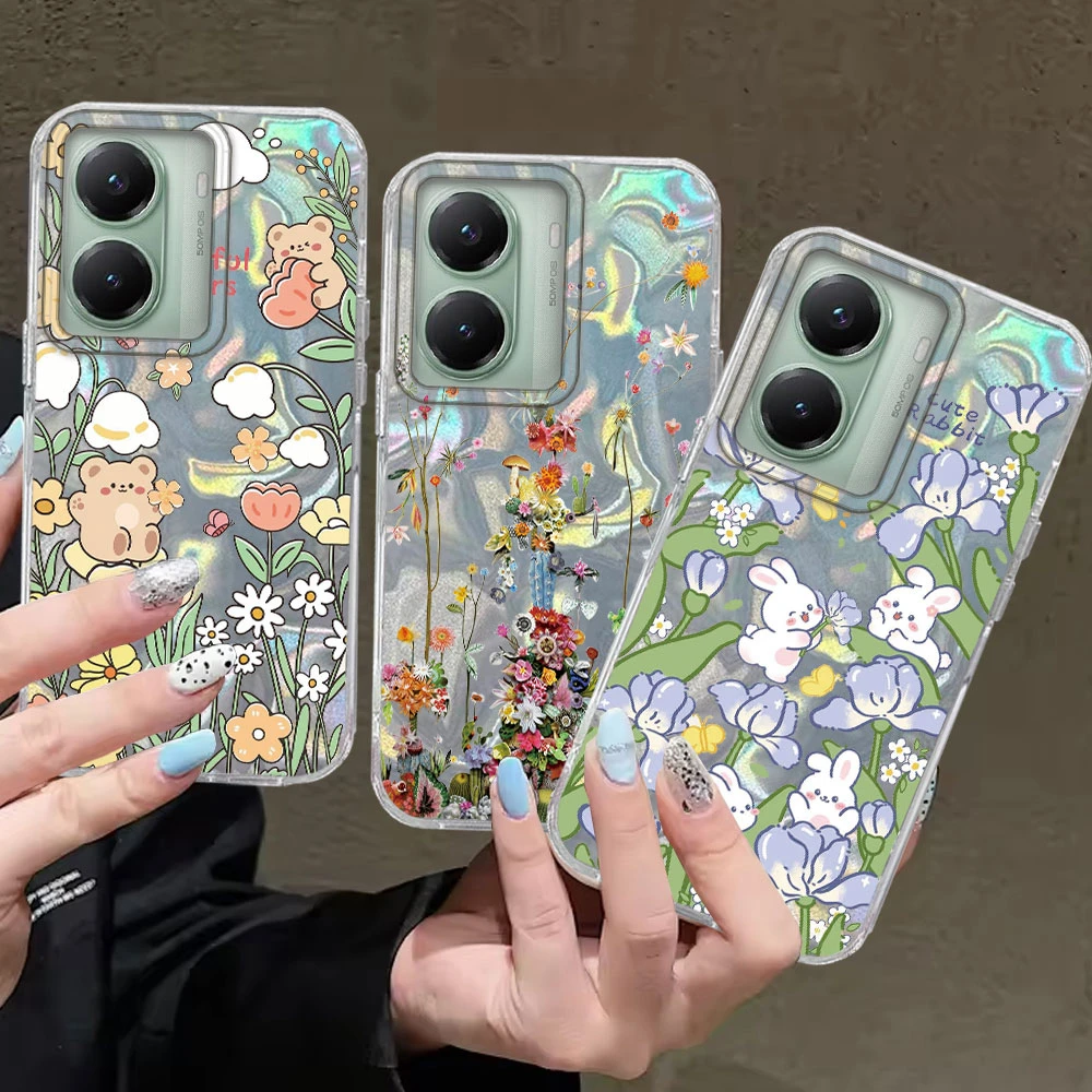 Für Xiaomi Poco X7 X5 X6 M6 C65 C61 M5S 13T 14T Pro 11 Lite NE Lila Blume Kaninchen mädchen Telefon Fall Shell Frauen Beliebte Abdeckung