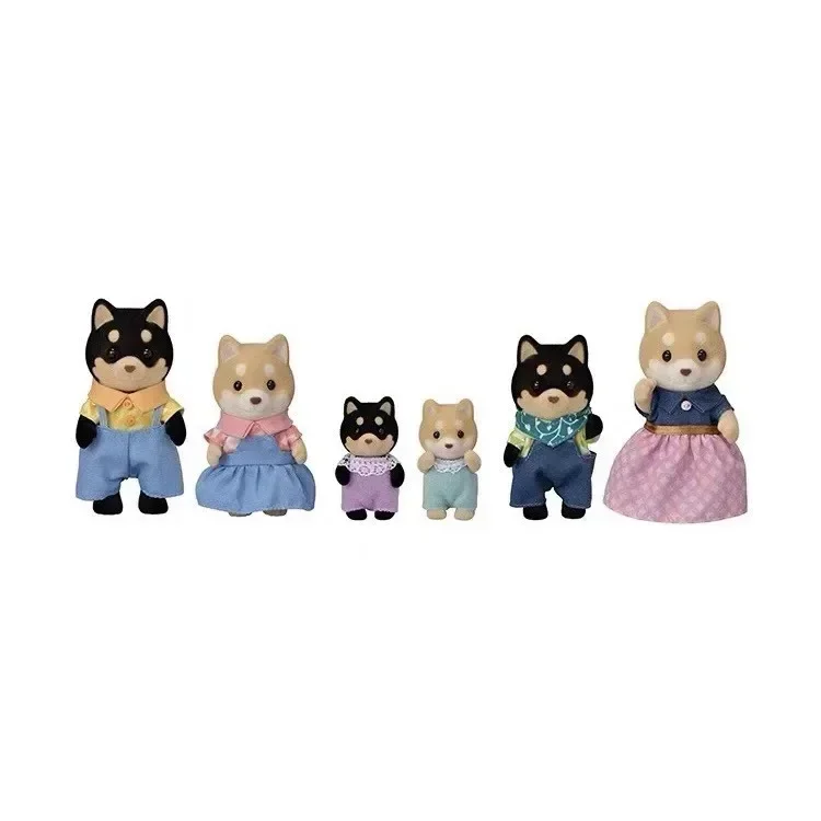 Sylvanian Families Anime Figures Toy Children'S Play House Toy Shiba Inu Bulldog Folding Cat Labrador Family Girl Christmas Gift