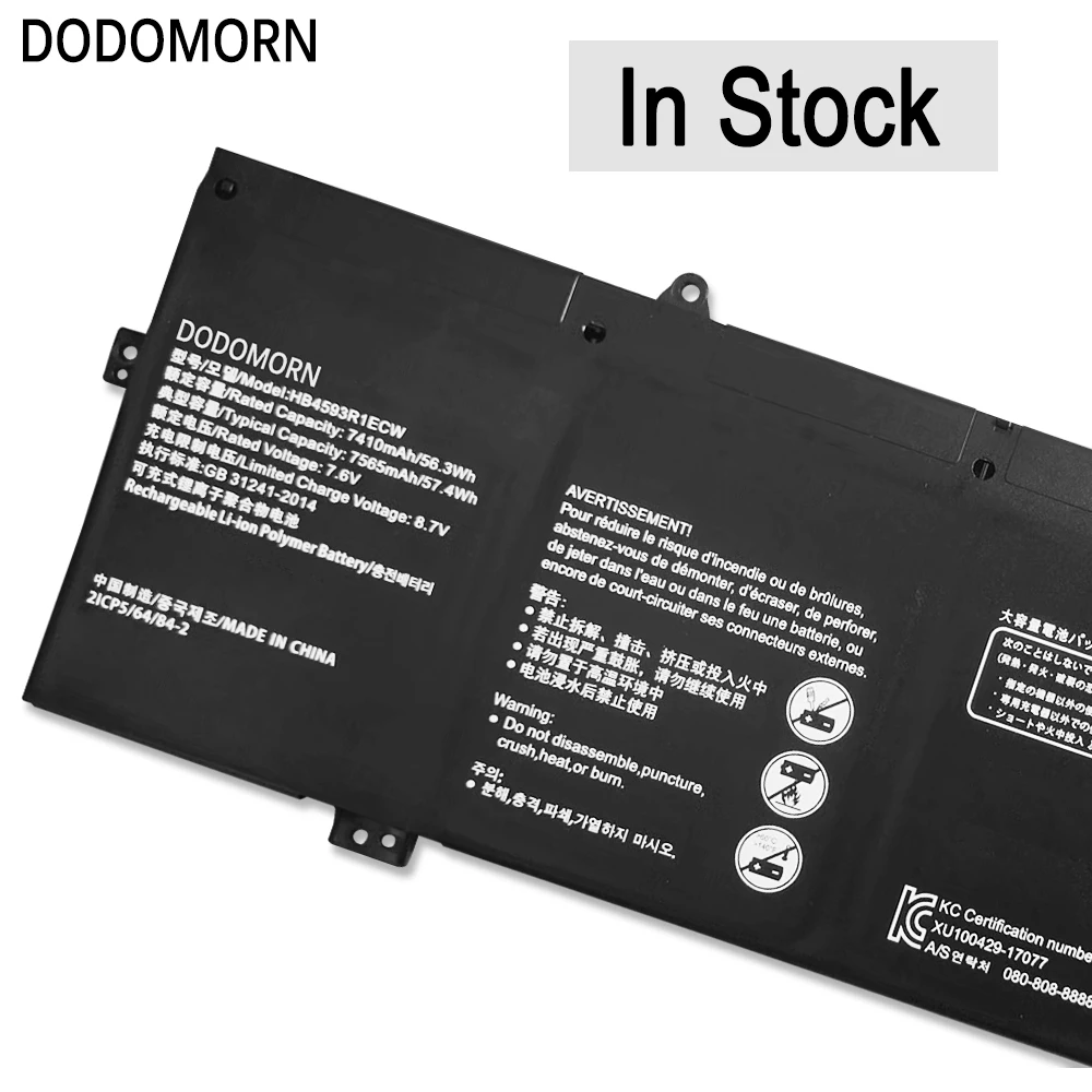 

High Quality HB4593R1ECW Battery for Huawei MateBook 14 2019 X Pro 2018 Honor MagicBook i5-8250U R5 2500U