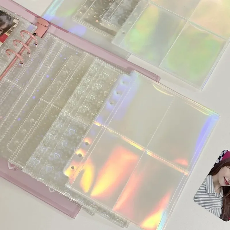 10Pcs A5 6 Ring Photocard Binder Refill Pages, Grids Multi Pockets Photo Sleeve, Clear Album Inner Page for Card Collection