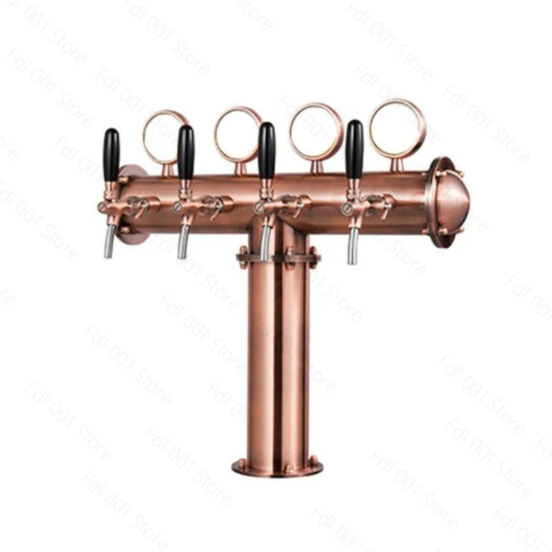 304 stainless steel bronze T-shaped four-head wine column with LED light draft beer machine wine column