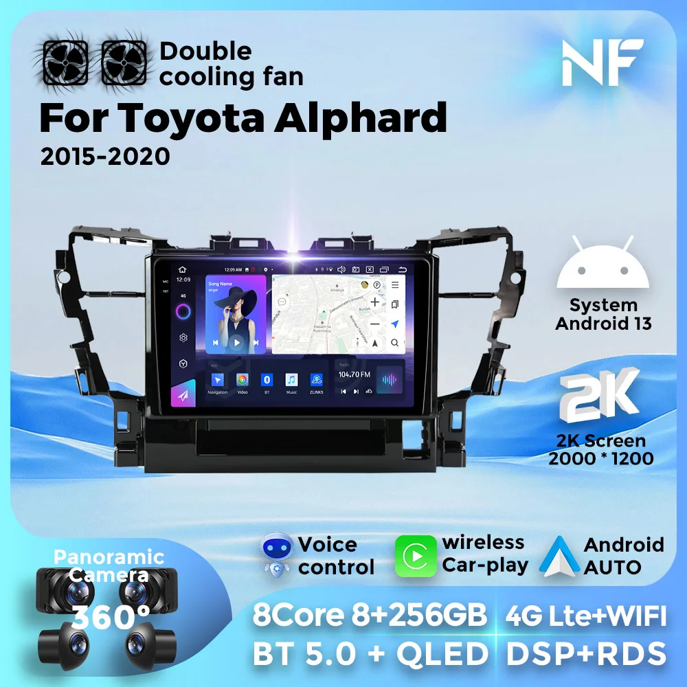 

For Toyota Alphard 2015-2020 Car Radio Stereo Multimedia Player GPS Navigation Carplay 2Din Head Unit DSP BT 4G WIFI connection