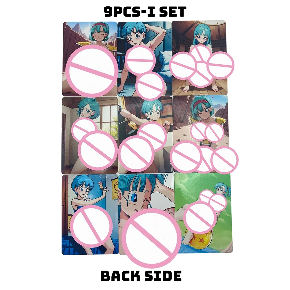 9 Uds. Holo Dragonball NSFW Waifu tarjetas Anime ACG nuevo conjunto hecho a mano Bulma Sexy tarjeta de colección desnuda tarjeta de Color Flash regalos de cumpleaños