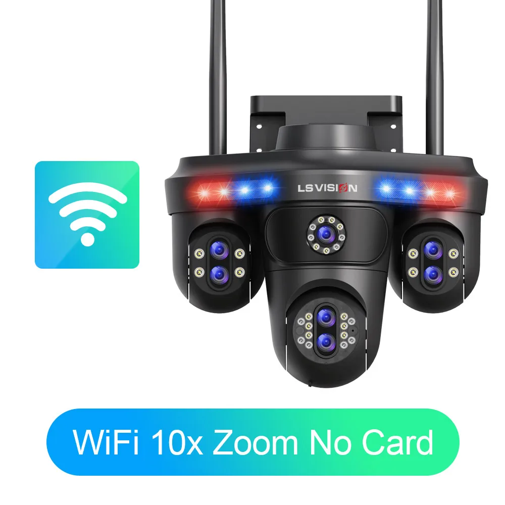 LS VISION 3/4 schermen WiFi IP-camera 10X zoom Draadloos PTZ-camera voor buiten 2-weg audio Ai Auto Tracking Bewakingscamera's IP66