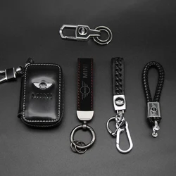 3D Metal+Leather Keychain Key Chain Ring Key Holder Auto Accessories For Mini cooper Accessories R50R52 R53 R55 R56 R60 R61 F54