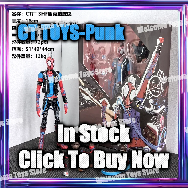 En stock: Figura de acción de Spider-Man Punk de CT Toys, modelo de estatua de anime de Spider-Man: Across The Spider-Verse, juguete de regalo.