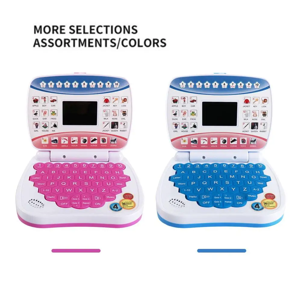 Máquina de aprendizaje electrónico, aprendizaje educativo de idiomas en inglés, ordenador portátil para niños con ratón, Mini portátil de juguete para preescolar