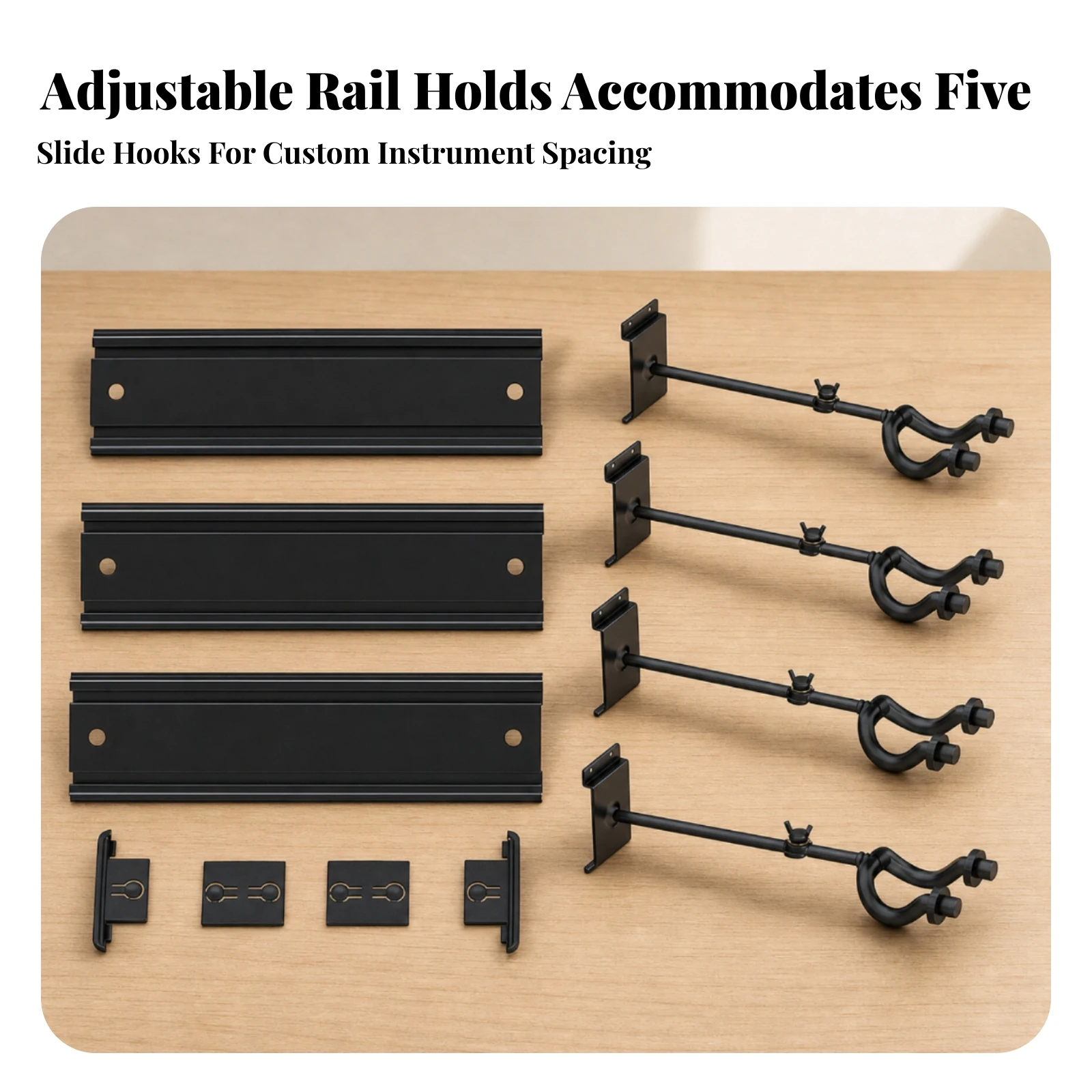 Wall-Mounted Guitar Rack Space-Saving Guitar Rack with Rotating Hooks Robust Safeguarding for Guitarists, Practice Room, Home