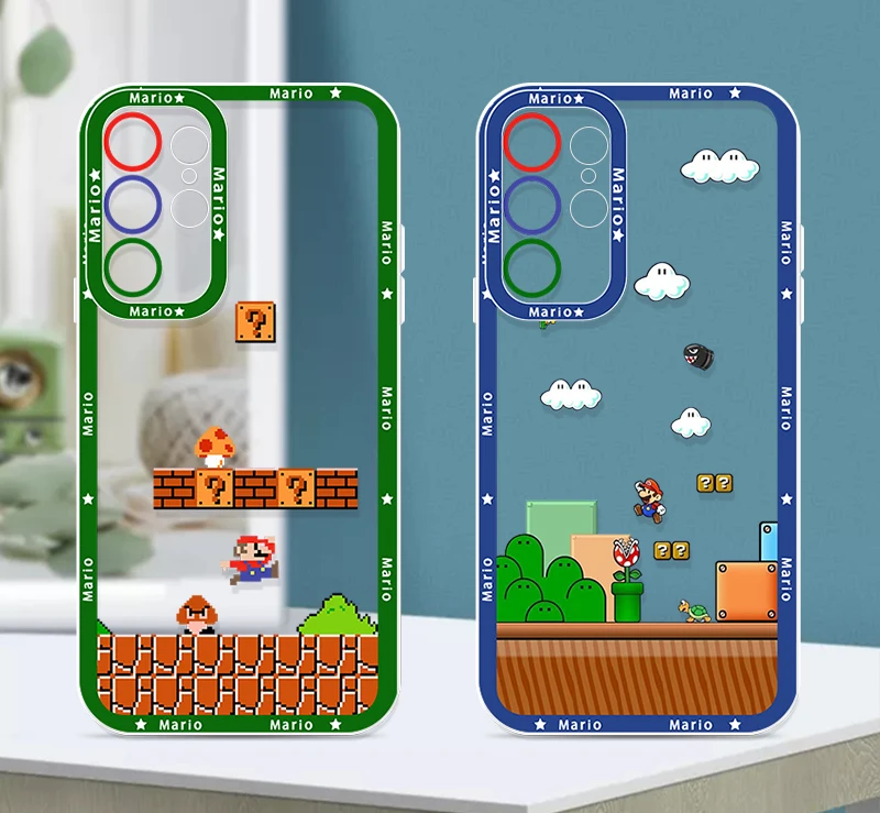 Coque de téléphone transparente, jeu de dessin animé Super Mario, pour Samsung Galaxy S23 S22 S21 S20 Pro FE Ultra A23 A52 A53 A71 Angel Eyes