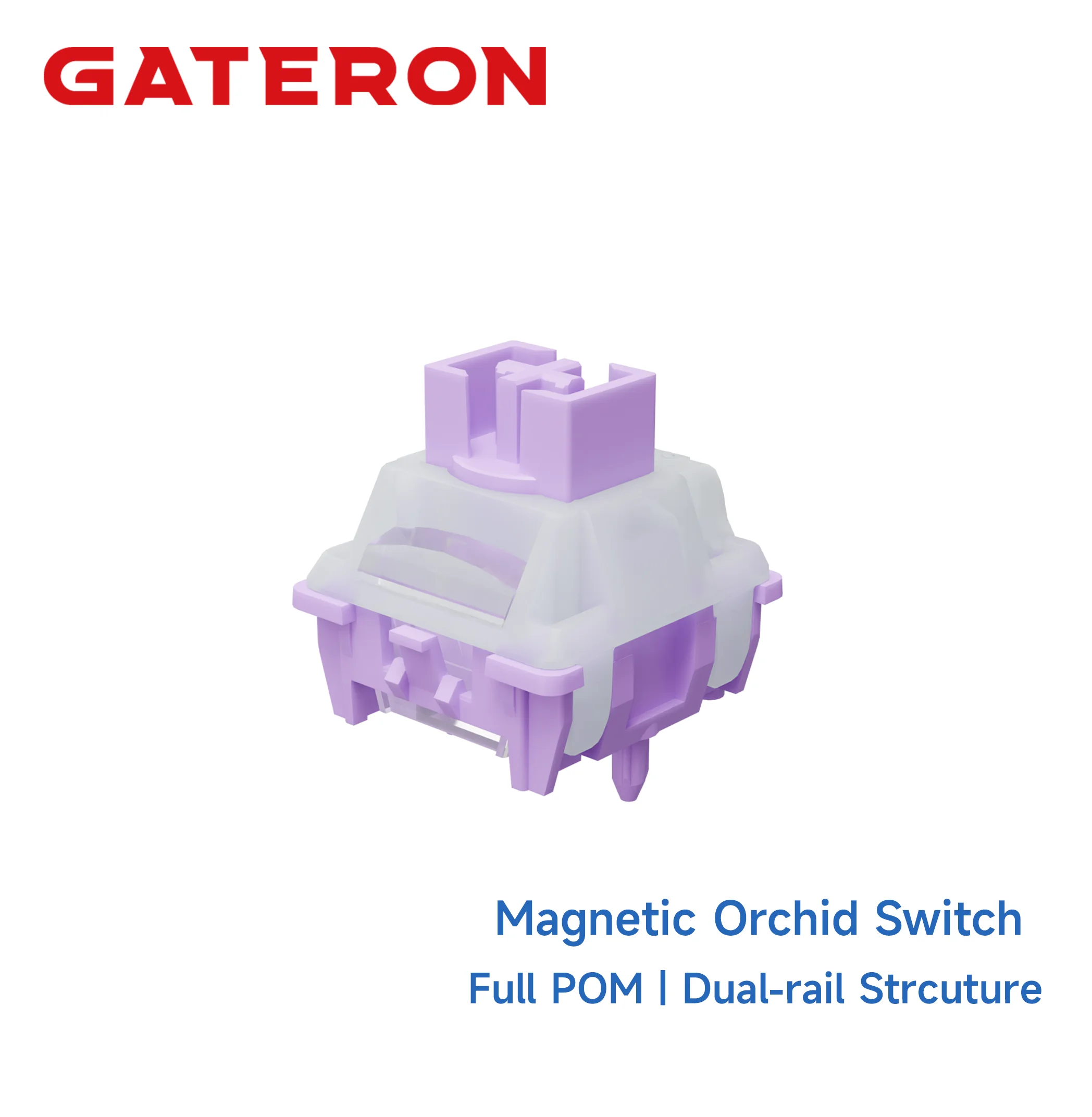 GATERON Magnetischer Orchid Full POM Schalter, Dual-Rail-Struktur, Rapid Trigger HE, Hall-Sensor-Effekt für magnetische Gaming-Tastaturen