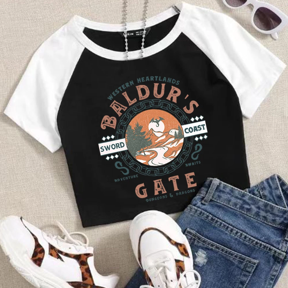 Baldurs Gate 3 Crop Tops Gamers Gift Astarion O-Neck Short Sleeves Casual Crop Tops