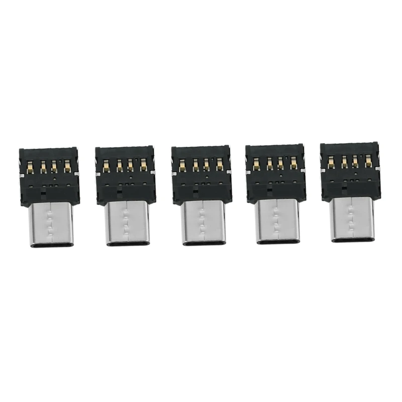 5Pcs Ultra Mini Type-C USB-C To USB 2.0 OTG Adapter For Cell Phone Tablet & USB Cable & Flash Disk