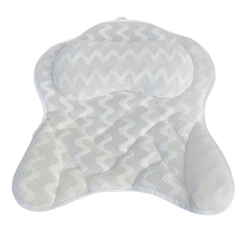 Portable Washable Bathtub Pillow with 3D Air Mesh, Back Neck Support, Spa Cushion, Relaxing Headrest, Spa