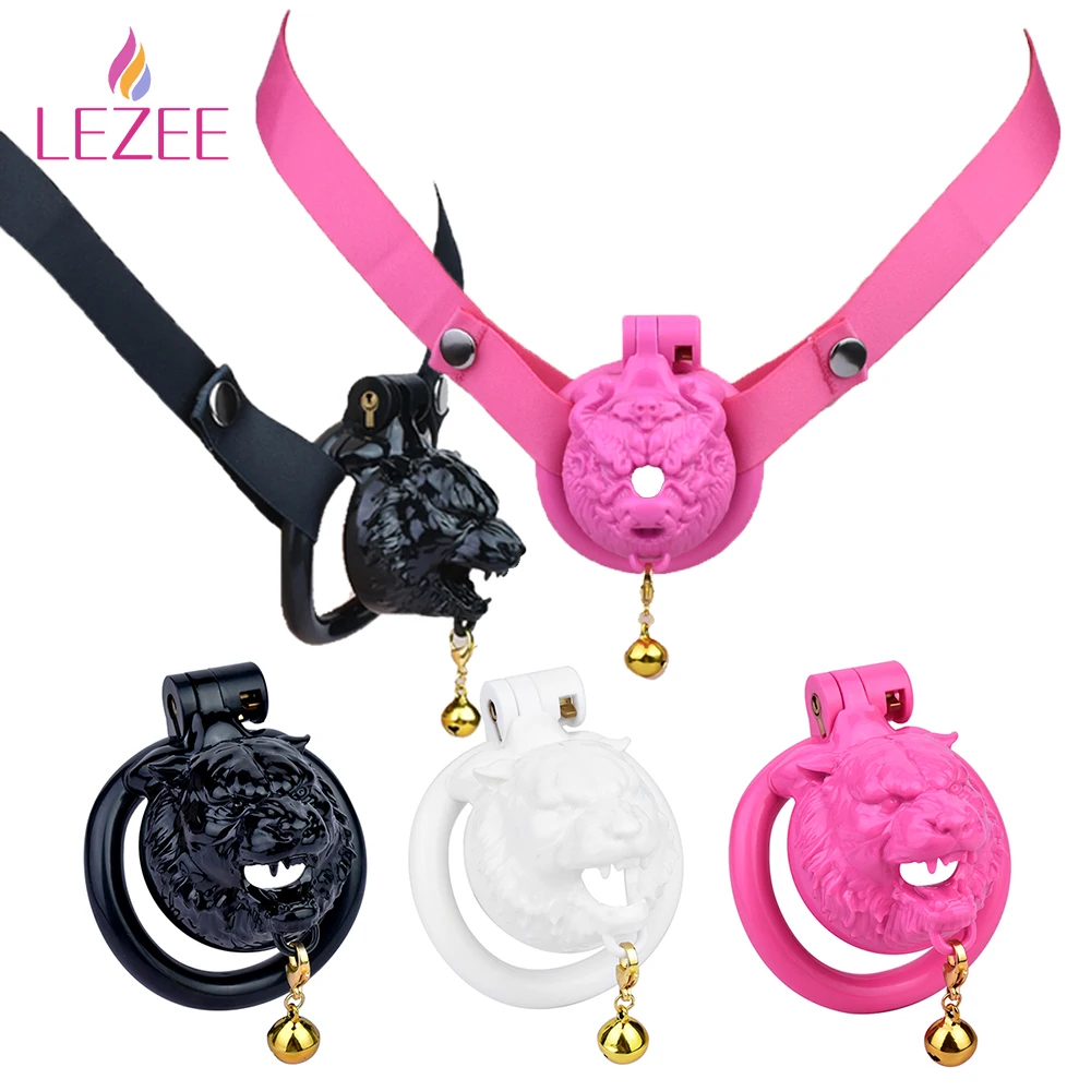 

LEZEE Dragon Head Opening Mouth Urethral Locks Chastity Cage Male Cock Lock With Bell Penis Ring Cages BDSM Sex Toys For Men