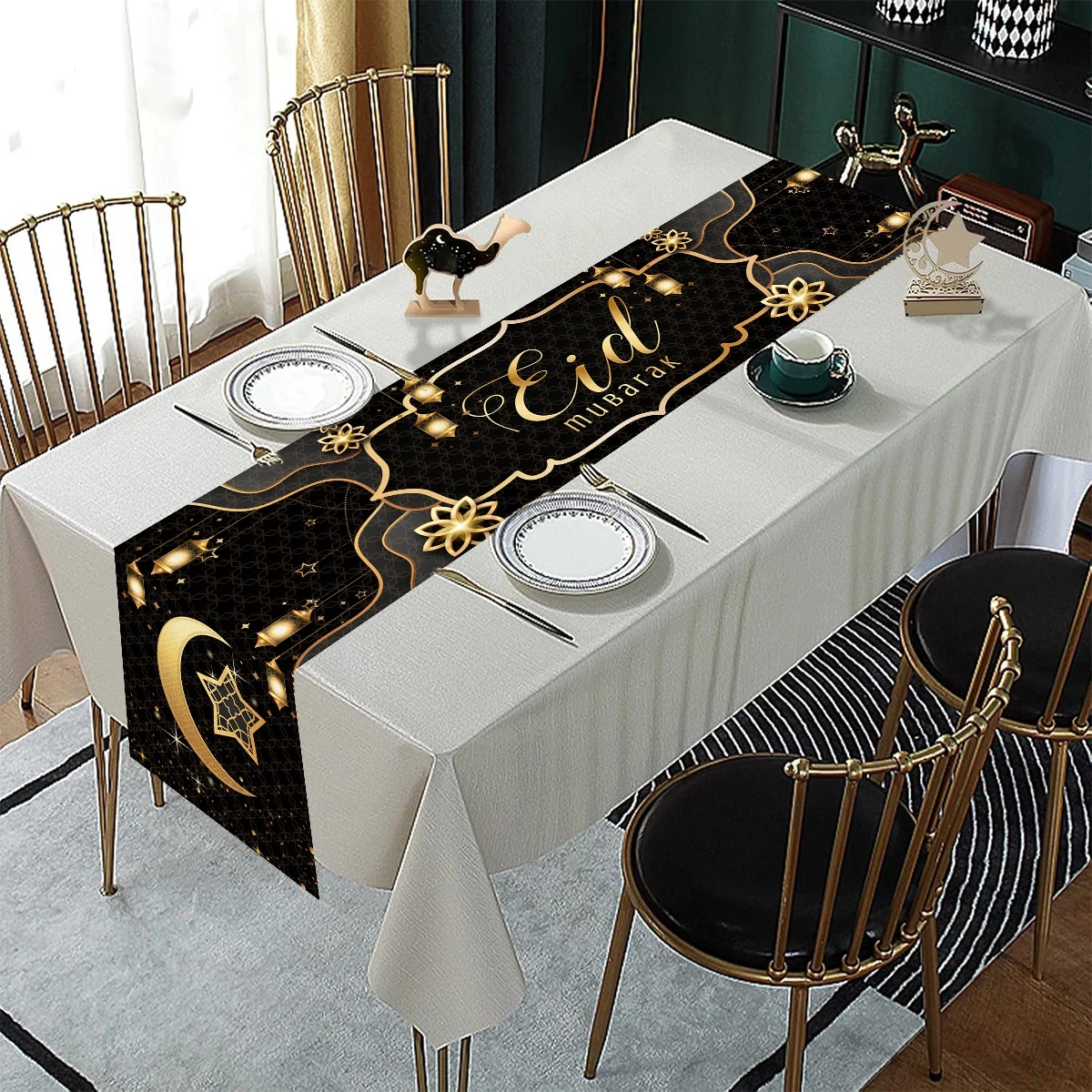 مفرش طاولة عيد مبارك ديكور رمضان لطاولة المطبخ المنزلية 2026 رمضان كريم لوازم الحفلات الإسلامية عيد الأضحى #6