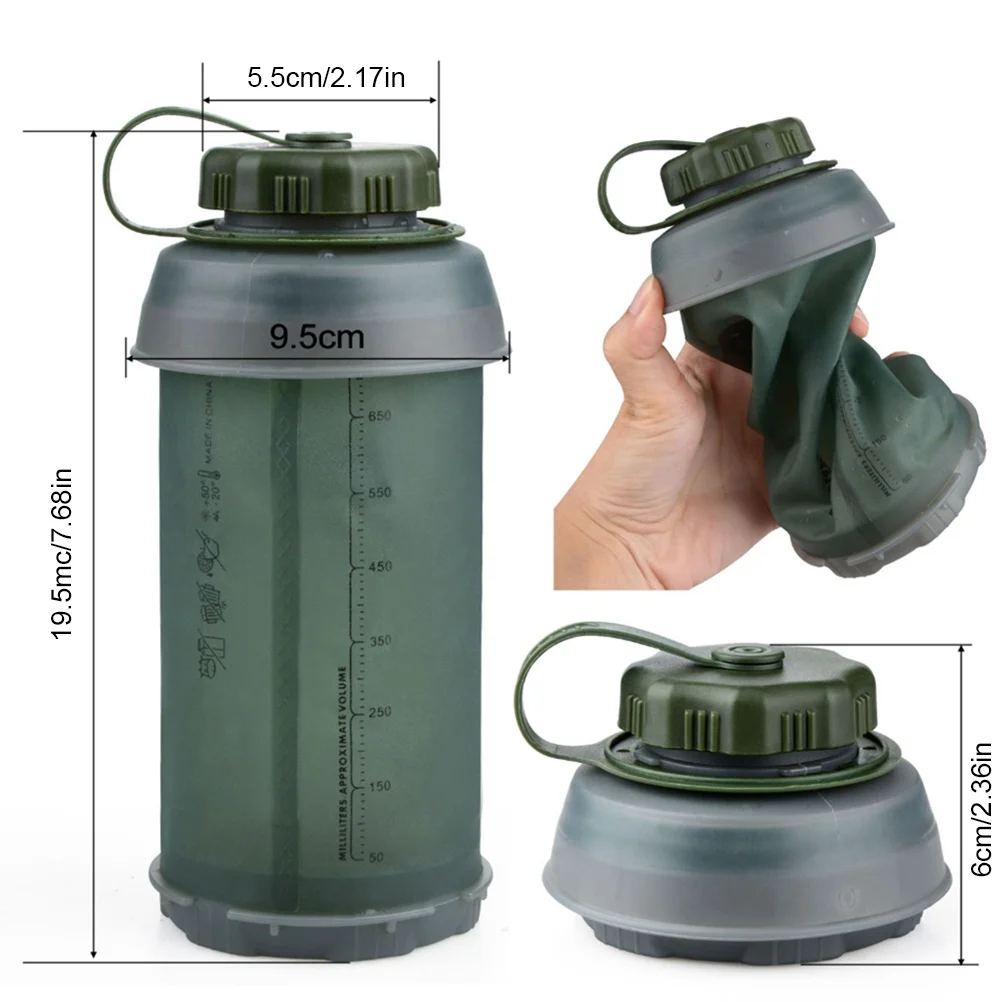 750ml Collapsible TPU Water Bottle Durable Lightweight Water Kettle for Camping Backpacking Hiking Climbing view 6