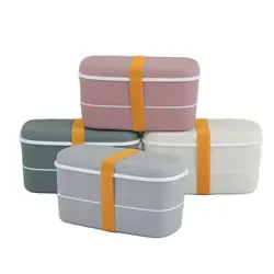 Small Plastic Lunch Box Cute Bento Kids Lunch Box 2 Layers