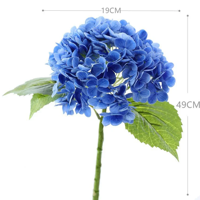 Imagem -05 - Flores Artificiais da Hortênsia para a Decoração Home Látex Real do Toque Ramalhete Nupcial Casamento 19 Grande 49cm Peças