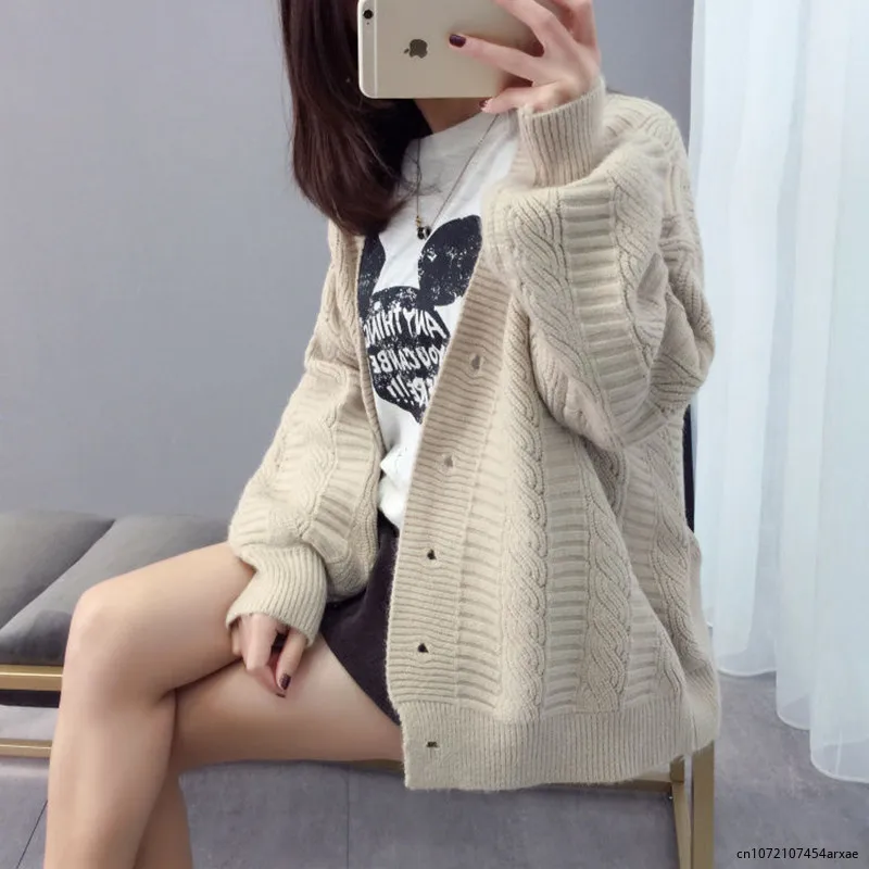 Sweater cardigan jacket female loose Korean student spring and autumn 2023 new sweater trend round button net red hot sale