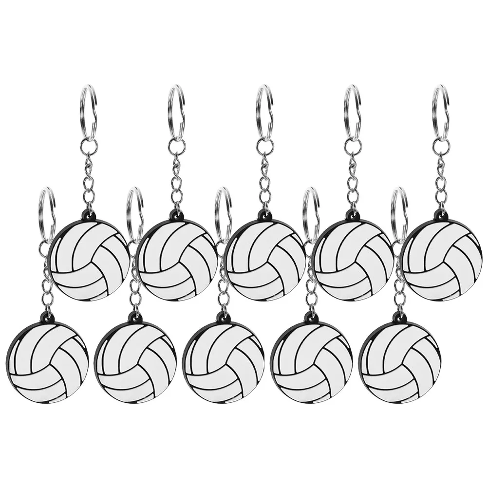 

10 шт. Брелоки для ключей в виде волейбольных аксессуаров, милые брелоки, подвески для вечеринок, спортивные брелоки из ПВХ