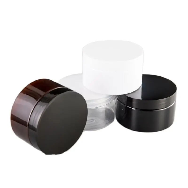 PET Wide Mouth Bottle Cosmetic Jars Clear Black Brown 150ml 200ml 250ml Dia. 89mm Empty Cream Pots Plastic Containers With Lids